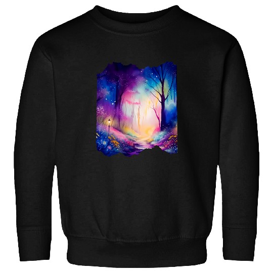 Boho Chic Enchanted Forest Rainbow Watercolor Sky Sweatshirts