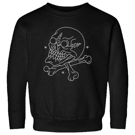 American Traditional Skull and Crossbones Outline Tattoo Sweatshirts