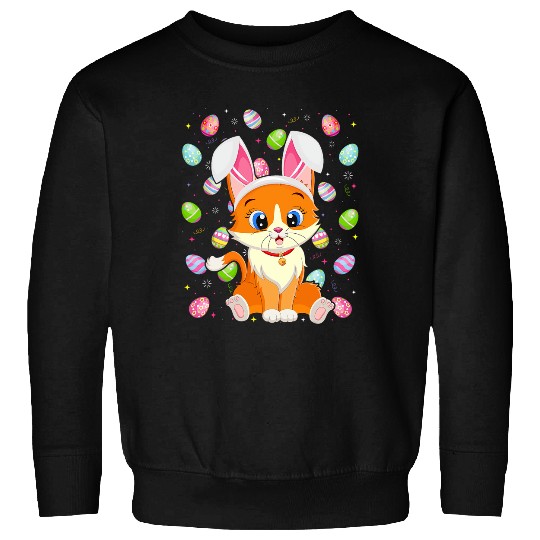 Funny Easter Cat Easter Bunny Ears Easter Eggs Hunting Sweatshirts