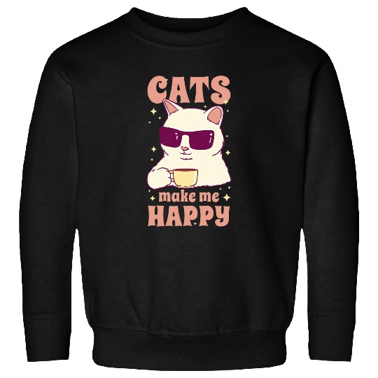 Coffee Fun cats make me happy coffee drinking cat Sweatshirts