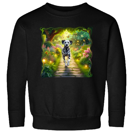 Beautiful Dalmatian Dog Running Down a Garden Path Sweatshirts