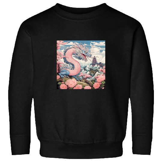 Dragon Pet Japanese Cherry Blossom with Kaiju Dragon Sweatshirts