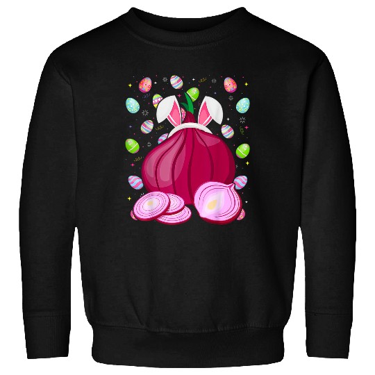 Funny Easter Onion Easter Bunny Ears Easter Eggs Hunting Sweatshirts