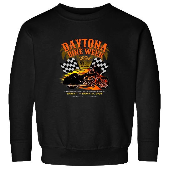 2024 DAYTONA BEACH BIKE WEEK CHECKERED FLAG DESIGN ON FRONT Sweatshirts
