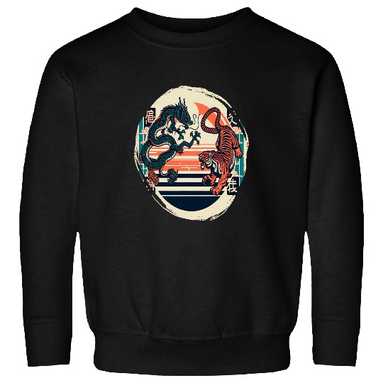 Dragon Pet Japanese Dragon Folklore Tiger Fighting Sweatshirts