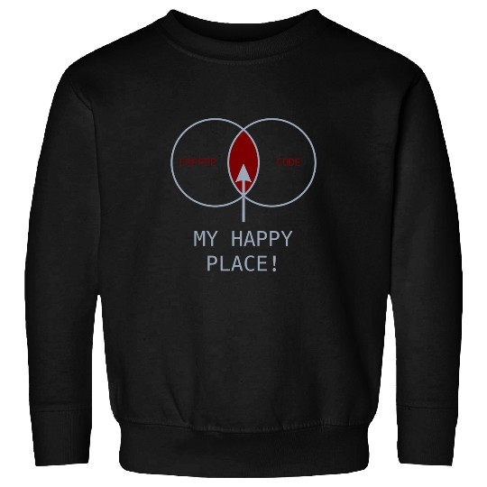 Coffee Fun Happy Place Code Funny Programming Coding Gift Black Sweatshirts