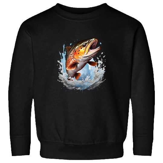 fishing trout rainbow brook fisherman freshwater angler fish 4 Sweatshirts