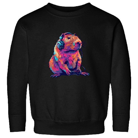 capybaras Pet Playing Video Games capybaras Gaming Lovers Sweatshirts