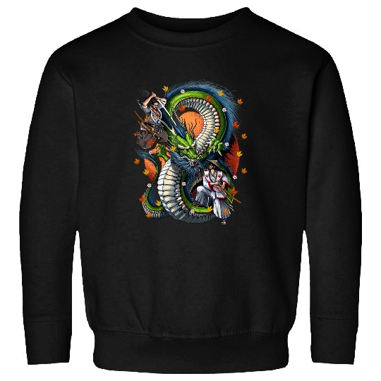 Dragon Pet Japanese Dragon Fighting Samurai Warrior Sweatshirts