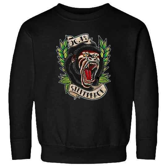 964 Silverback Gorilla Traditional Tattoo style gym Sweatshirts