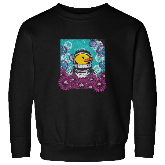 Duck Pet Astronaut Rubber Duck Space Moon Flower Rubber Ducky Duckie Sweatshirts
