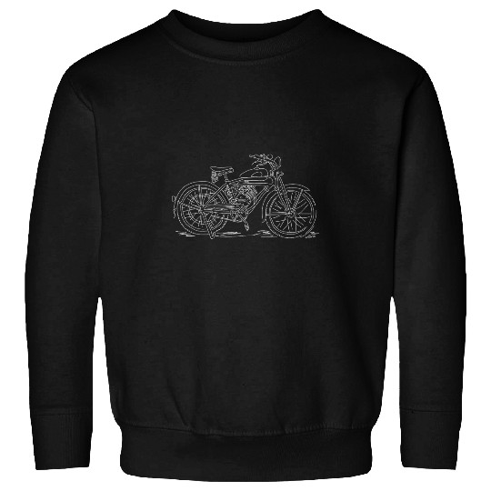 Antique Motorized 1940s 50s Bicycle Motor Bike Sketch Sweatshirts