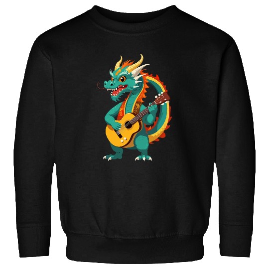 Dragon Pet playing Acoustic Guitar Chinese Dragon Guitarist 1 Sweatshirts