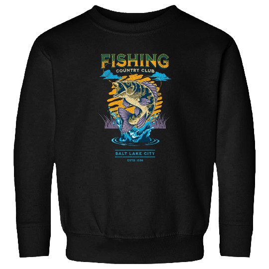 Fishing Country Club Big Mouth Bass Perch Fishing Sweatshirts