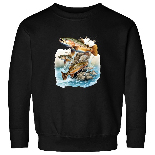 fishing trout rainbow brook fisherman freshwater angler fish 8 Sweatshirts