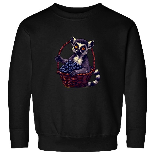 Lemur Pet Blueberry Lemur Wildlife Nature Blueberries Motif Artwork Sweatshirts