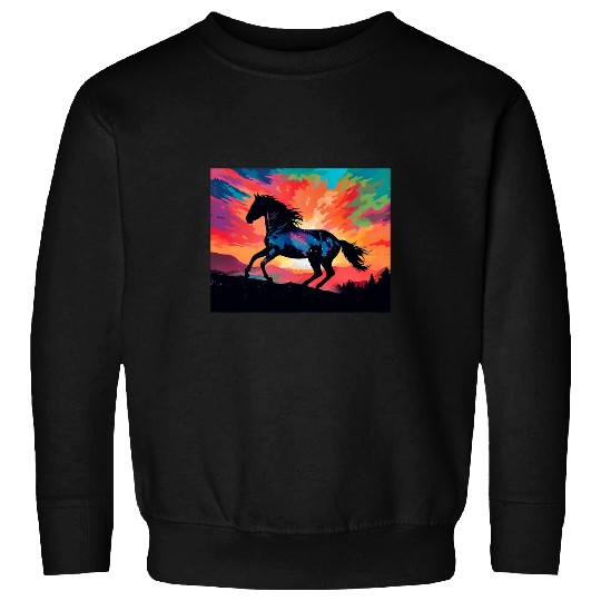 Horizon Gallop Colorful Silhouettes Horse Lover Equestrian Sweatshirts