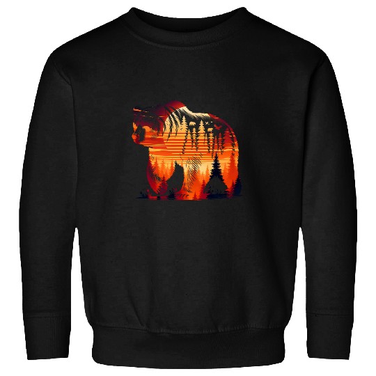 Bear Pet Wildlife Mountain Bear Nature Forest Tree Animal Reflection Sweatshirts