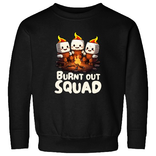 Burnt Out Squad Camping Campfire Marshmallow Matching Family Sweatshirts