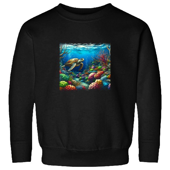 Turtle Pet Coral Reef Turtle Explorer Sweatshirts