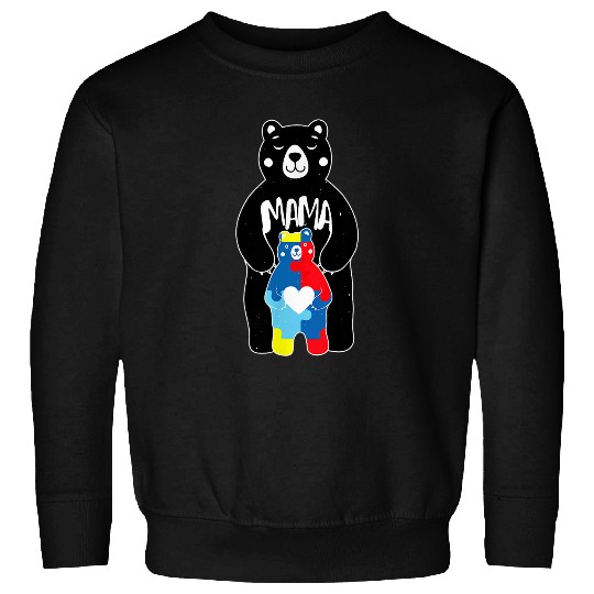 Bear Pet Mama Bear Autism Awareness Mom Love Autism Puzzle Sweatshirts