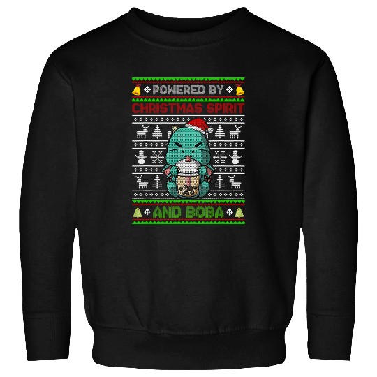 Dragon Pet Powered by Christmas Spirit and Boba Tea Sweatshirts