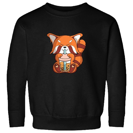 Panda Pet red drinking boba tea bubble tea kawaii panda Sweatshirts