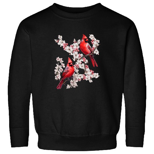 Beautiful Red Cardinal Birds Winter Scene Christmas Pajama Sweatshirts