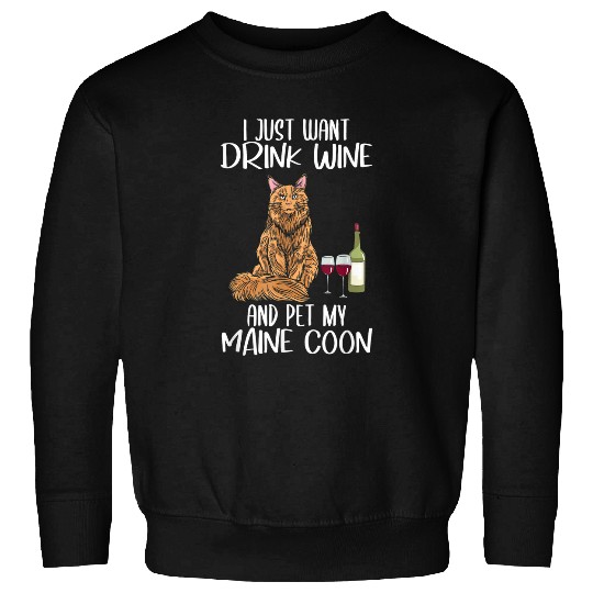 Wines Fun Maine Coon Cats Breed Kitten Species Accessories Cats Sweatshirts