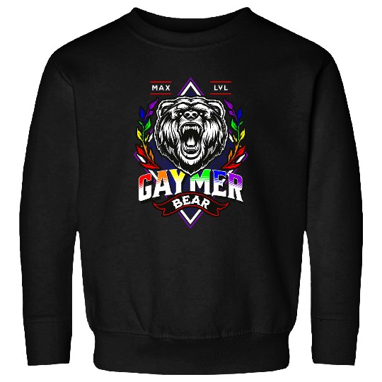 Bear Pet Gay Pride Gaymer LGBTQ Gamer Bear Rainbow Sweatshirts