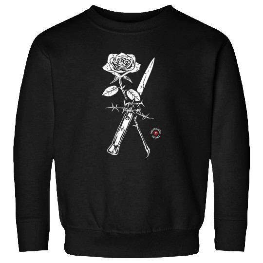 Barbed Wire Blade and Rose Memento Mori Tattoo Graphic Sweatshirts