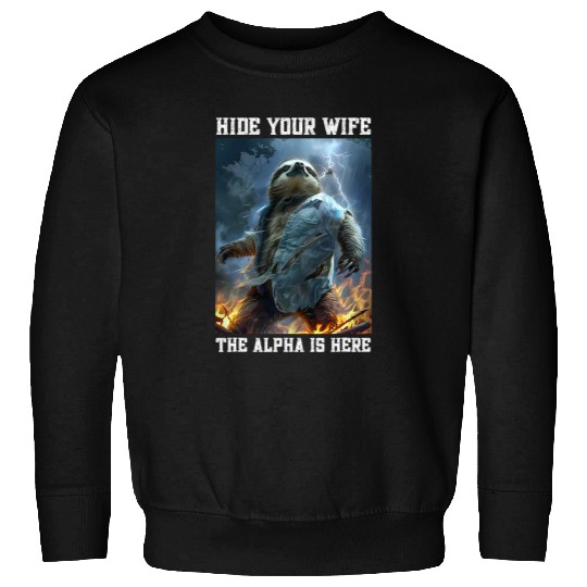 Sloth Pet Cringe Alpha wolfs Parody Hide Your Wife Funny Alpha Sloth Sweatshirts