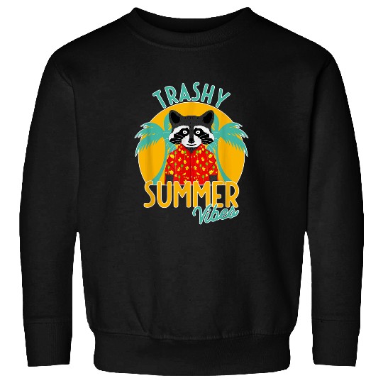 Raccoon Pet Trashy Summer Vibes Beach Hawaiian Flowers Pattern Sweatshirts