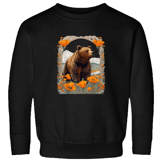 Bear Pet Extinct Bear Of californias Amongst Poppies Sweatshirts