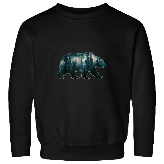 Bear Pet Wildlife Trees Outdoor Nature Retro Forest Graphic Bear Sweatshirts