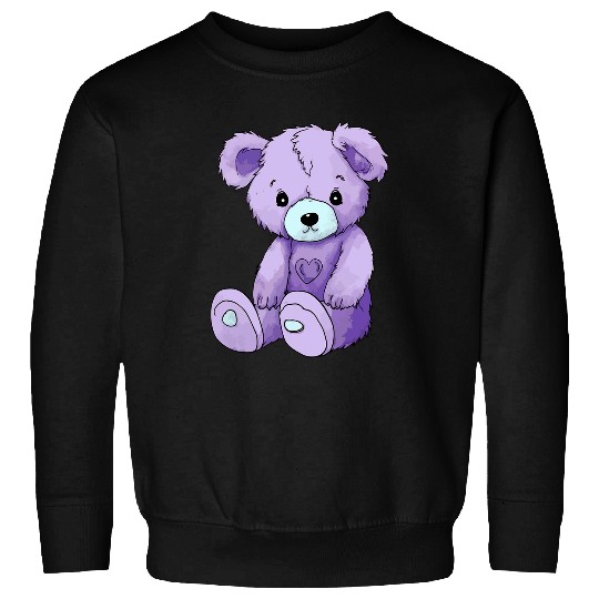 Bear Pet Teddy Bear Purple Lavender Cute Kawaii Pastel Goth Sad Alt Sweatshirts