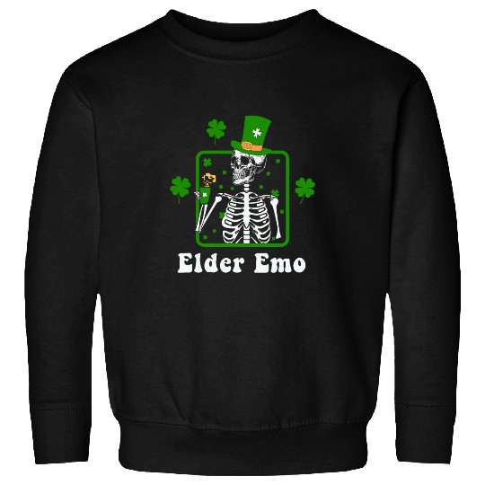 Coffee Fun Elder Emo St Patrick s Day Funny Skeletons Drinking Coffee Sweatshirts