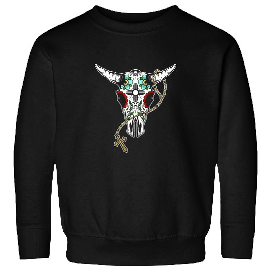 Bull Sugar Skull Day of the Deads Calavera Sweatshirts
