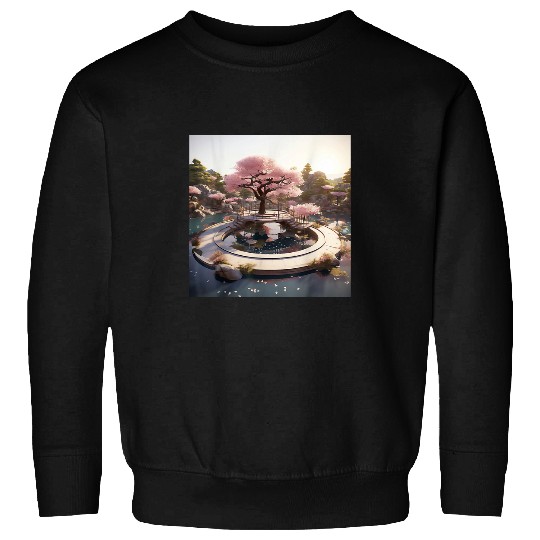 Cherry Blossom Rhapsody Circular Oasis Reflective Serenity Sweatshirts