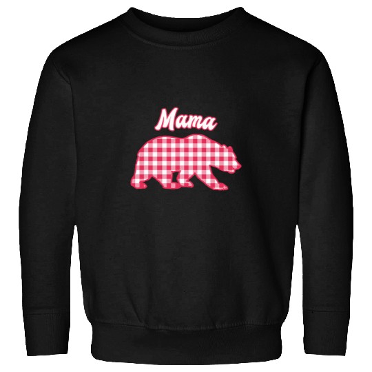 Bear Pet Mama Bear Red Gingham Plaid Sweatshirts