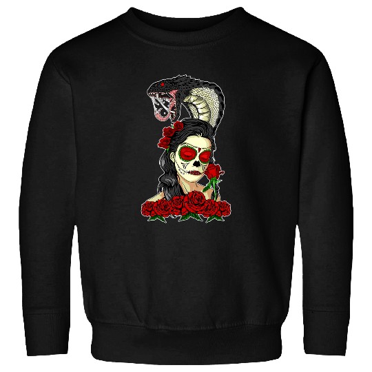 Black cobra with woman and roses Sweatshirts