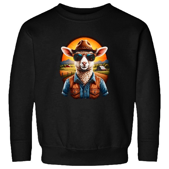 Cool Cowboy Sheep Lamb Wearing Sunglasses Lamb Sheep 1 Sweatshirts