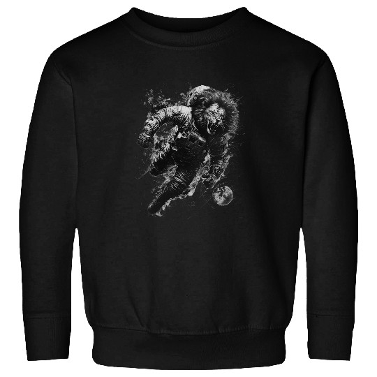 lion floating in space astronaut in astronautsuit 22 Sweatshirts