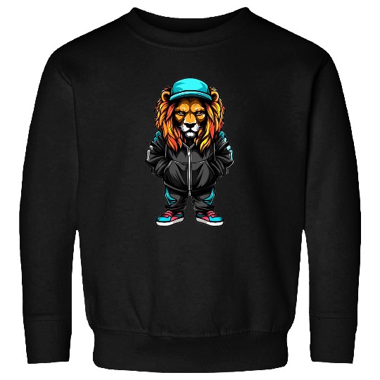 Lion Pet Hip Hop Lion Hustle Money Urban Drip Streetwear Black King Sweatshirts