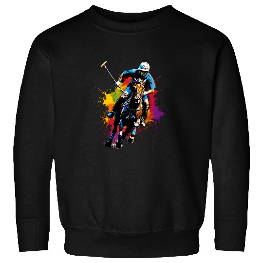 Colorful Polo player Boy on Mens Polo Equestrian Sweatshirts