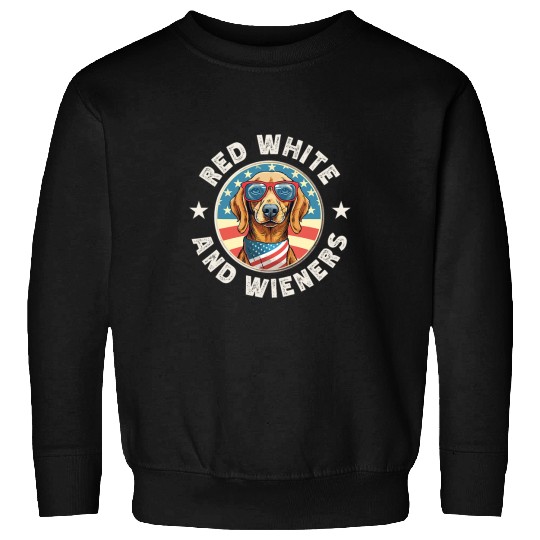 Funny Dachshund Red White and Wieners Weiner Dog 4th of July Sweatshirts