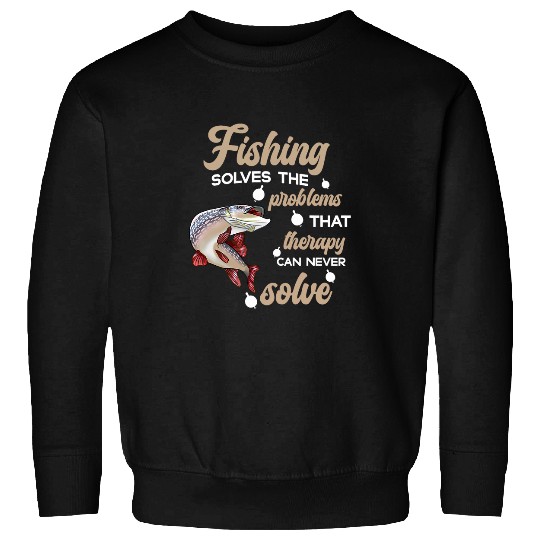 Fishing Therapy Funny Northern Pike Fish Graphic Adult Men Sweatshirts
