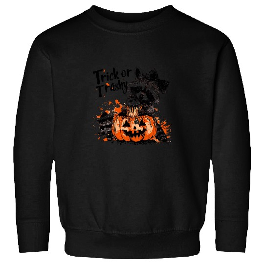 Raccoon Pet Trick or Trashy Feral Girl Fall Raccoon Pumpkin Halloween Sweatshirts