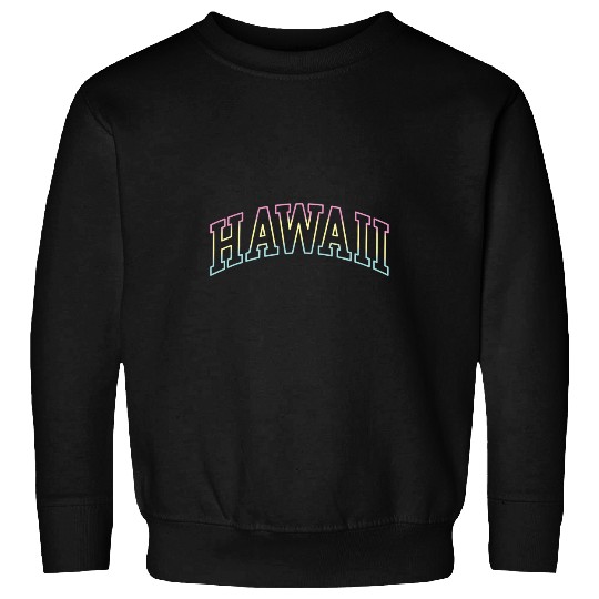 Hawaii HI Rainbow Varsity Cool Hawaiian Simple Letter Tee Sweatshirts