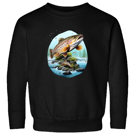 fishing trout rainbow brook fisherman freshwater angler fish 6 Sweatshirts
